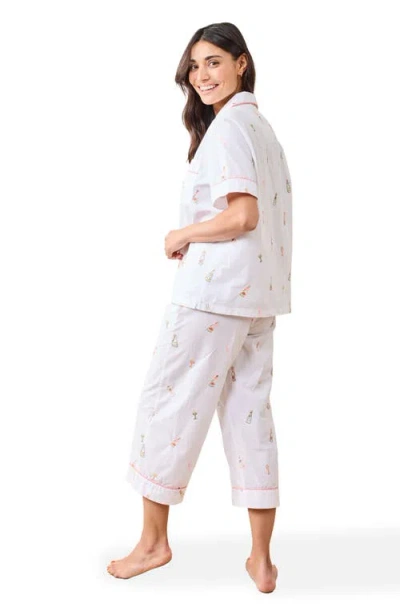 Printfresh Short Sleeve Top And Cropped Pants Set In Pink