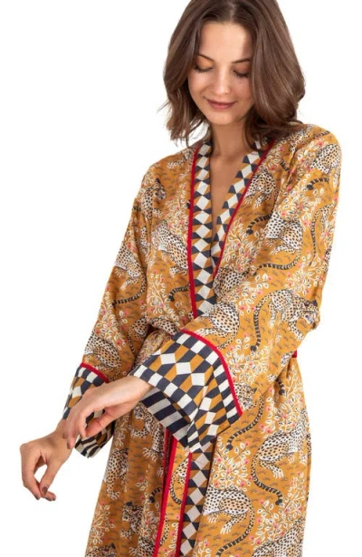 Printfresh Eco Satin Robe In Brown