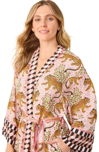 Printfresh Eco Satin Robe In Brown