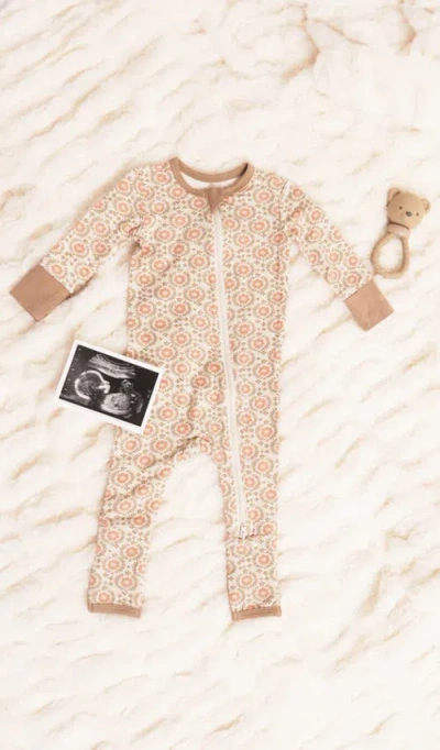 Everly Grey Convertible Romper Fitted Long Sleeve Pajama In Brown