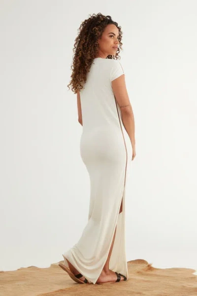 Kada The Cupro Infinity Tee Maxi Dress In White
