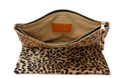 The Artisan & Company Leopard Leather Clutch In Sand