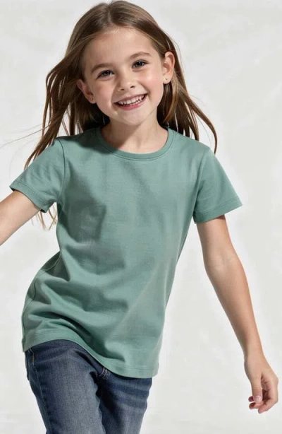 Mightly Organic Cotton Short Sleeve Ribbed Scoop Neck Tee In Green