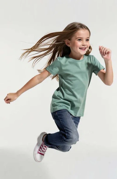 Mightly Organic Cotton Short Sleeve Ribbed Scoop Neck Tee In Green