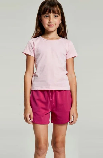 Mightly Organic Cotton Drawstring Track Shorts In Pink