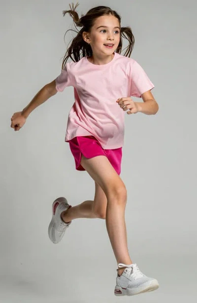 Mightly Organic Cotton Drawstring Track Shorts In Pink
