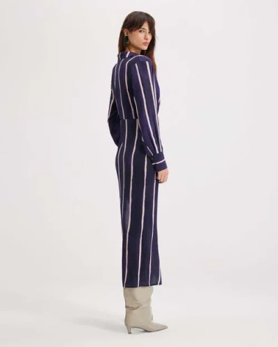 Theo The Label Selena Stripe Draped Shirtdress In Purple