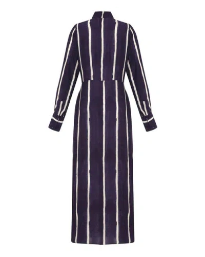 Theo The Label Selena Stripe Draped Shirtdress In Purple