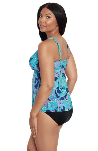 Trimshaper Molly Double Ring Tankini Swimsuit Top In Multi