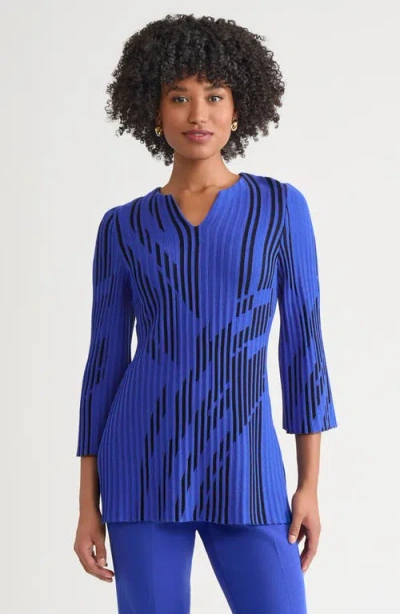 Ming Wang Dual-toned Soft Knit Signature Tunic In Blue