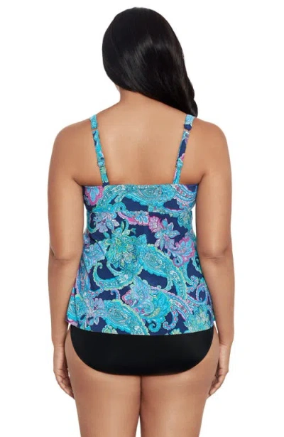 Trimshaper Molly Double Ring Tankini Swimsuit Top In Multi