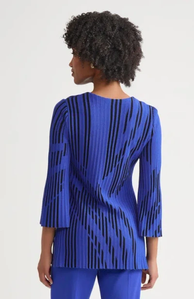 Ming Wang Dual-toned Soft Knit Signature Tunic In Blue