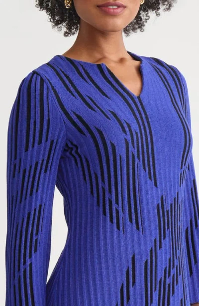 Ming Wang Dual-toned Soft Knit Signature Tunic In Blue