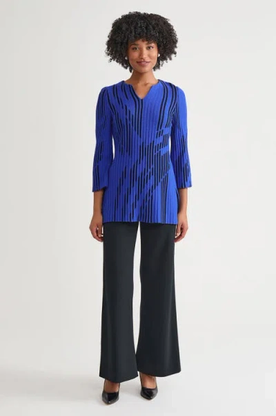 Ming Wang Dual-toned Soft Knit Signature Tunic In Blue
