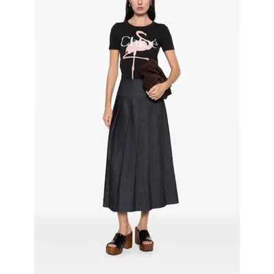 Chloé Women Black Crewneck T-shirt With Maxi Logo Print On The Front In Cotton Woman