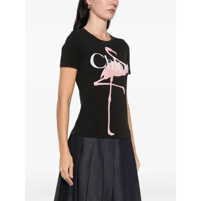Chloé Women Black Crewneck T-shirt With Maxi Logo Print On The Front In Cotton Woman