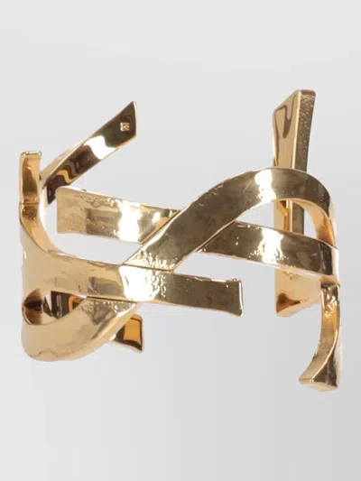 Saint Laurent Cassandre Abstract Open Cuff Bracelet Roche In Gold