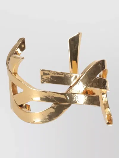 Saint Laurent Cassandre Abstract Open Cuff Bracelet Roche In Gold