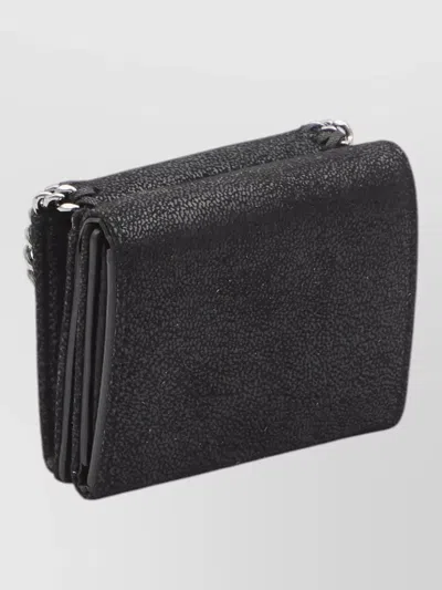 Stella Mccartney Falabella Compact Trifold Wallet Chain Detail In Black