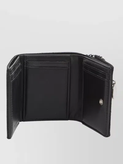 Stella Mccartney Falabella Compact Trifold Wallet Chain Detail In Black
