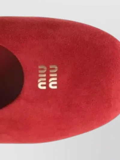 Miu Miu Suede Ballet Flats Elastic Trim Design In Red