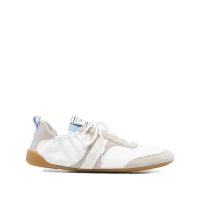Chloé White Calf Leather Bos Taurus Athletic Sneakers In Multi