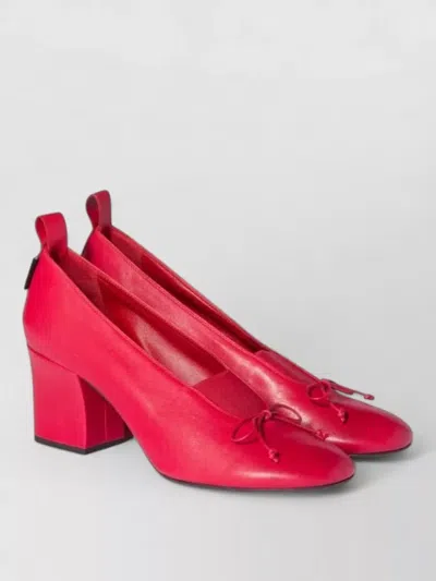 Miu Miu Nappa Pumps Block Heel Bow Detail In Red