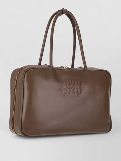 Miu Miu Softy Tote Bag Double Handles Design In Brown