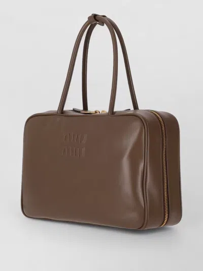 Miu Miu Softy Tote Bag Double Handles Design In Brown