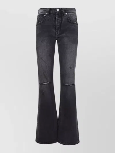 Enfants Riches Deprimes Wide Leg Denim Trousers Faded Wash In Black