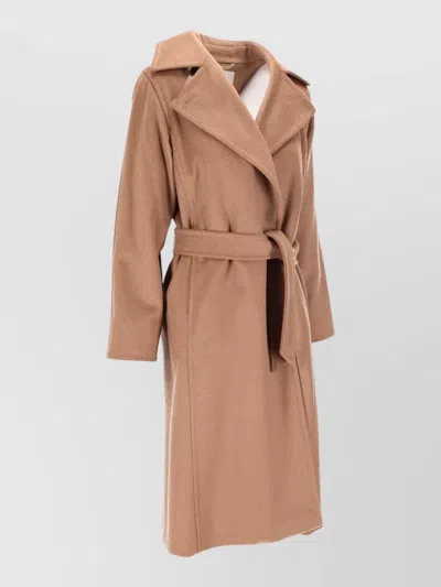 Max Mara Belted Coat Mid Length Back Vent In Brown