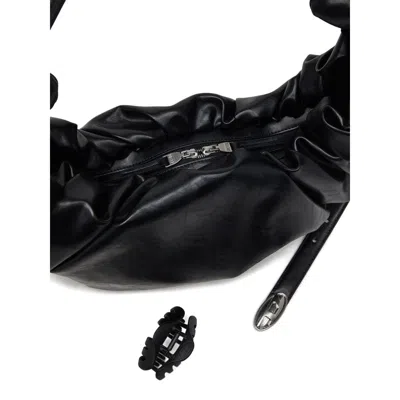 Diesel Grab-d L-large Scrunched Hobo Bag In Shiny Pu In Black