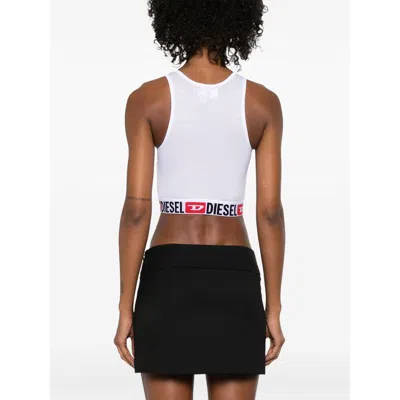 Diesel Sandra-d-core Sleeveless Racerback Crop Top In White