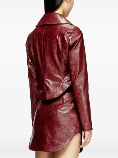 Diesel Coated Faux Leather Cropped Jacket Tailoring In Red