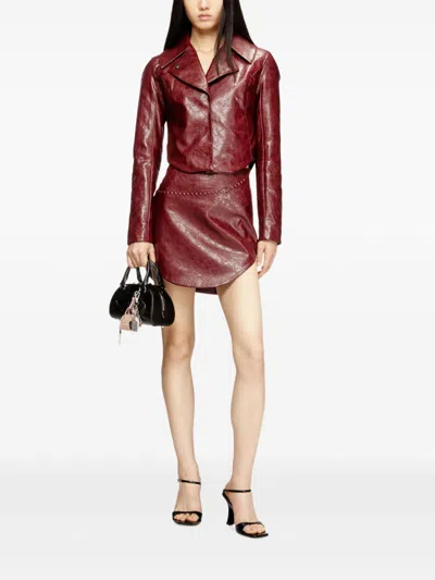 Diesel Coated Faux Leather Cropped Jacket Tailoring In Red