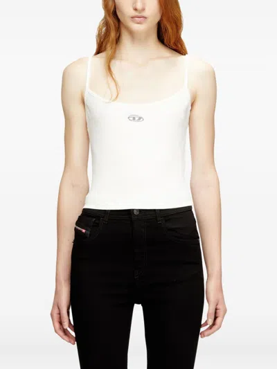 Diesel Women Logo Cotton Tank Top In White