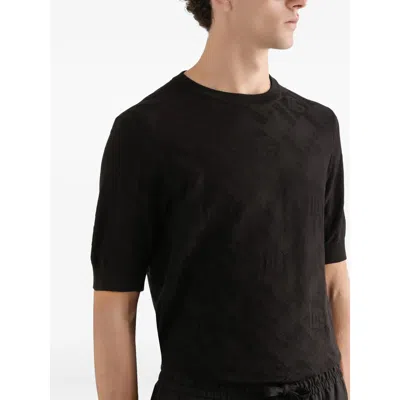 Dolce & Gabbana Micro-dot Stitch Silk Pullover In Black