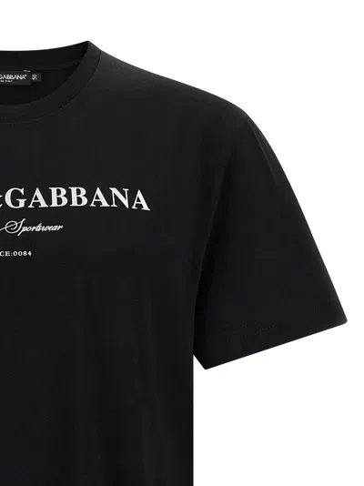 Dolce & Gabbana Graphic Crew Neck T-shirt With Short Sleeves In Black
