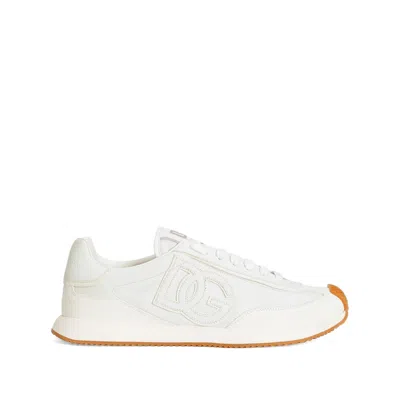 Dolce & Gabbana White Low Top Sneakers With Logo Patch On Tongue And Side In Leather Man In White