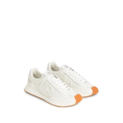 Dolce & Gabbana White Low Top Sneakers With Logo Patch On Tongue And Side In Leather Man In White