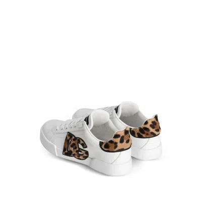 Dolce & Gabbana Portofino Sneakers With Leopard Application In Multi