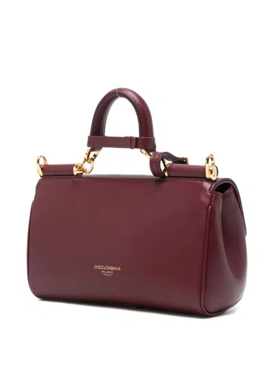Dolce & Gabbana Brown Leather Bag In Burgundy
