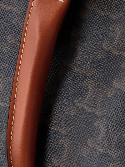 Pre-owned Celine Horizontal Cabas Triomphe Coated Canvas Mini Tote Bag In Brown