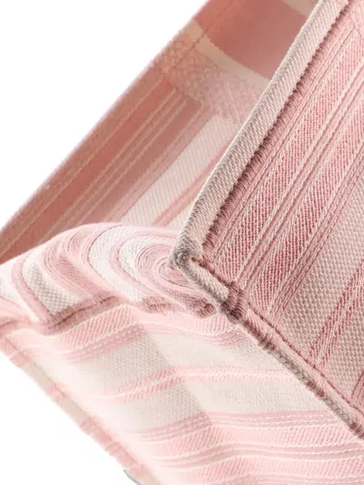 Pre-owned Dior Book Embroidered Canvas Large Tote Bag In Pink