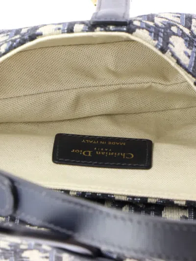 Pre-owned Dior Saddle Handbag Oblique Canvas Mini Shoulder Bag In Blue