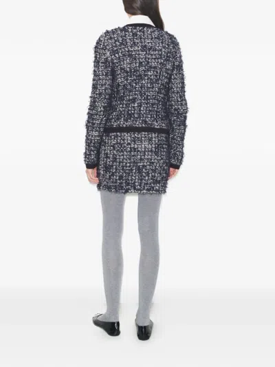 Tory Burch Kendra Tweed Button Cardigan In Blue