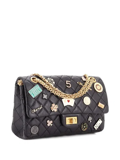 Pre-owned Chanel Lucky Charms Reissue 2.55 Flap Bag Quilted Aged Calfskin 225 Shoulder Bag In Black