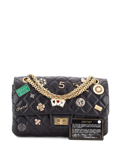 Pre-owned Chanel Lucky Charms Reissue 2.55 Flap Bag Quilted Aged Calfskin 225 Shoulder Bag In Black