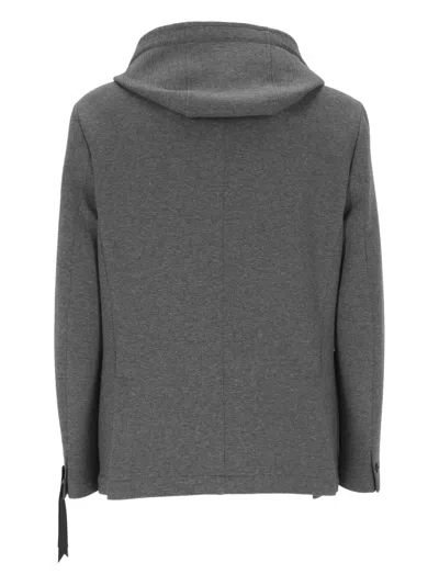 Officina 36 Hooded Button Jacket In Black