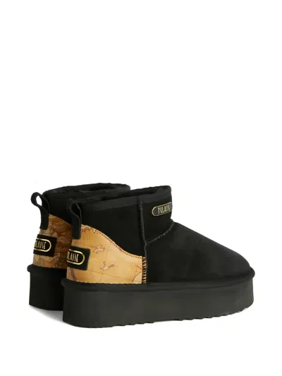 Alviero Martini 1° Classe Platform Map-detail Boots In Black